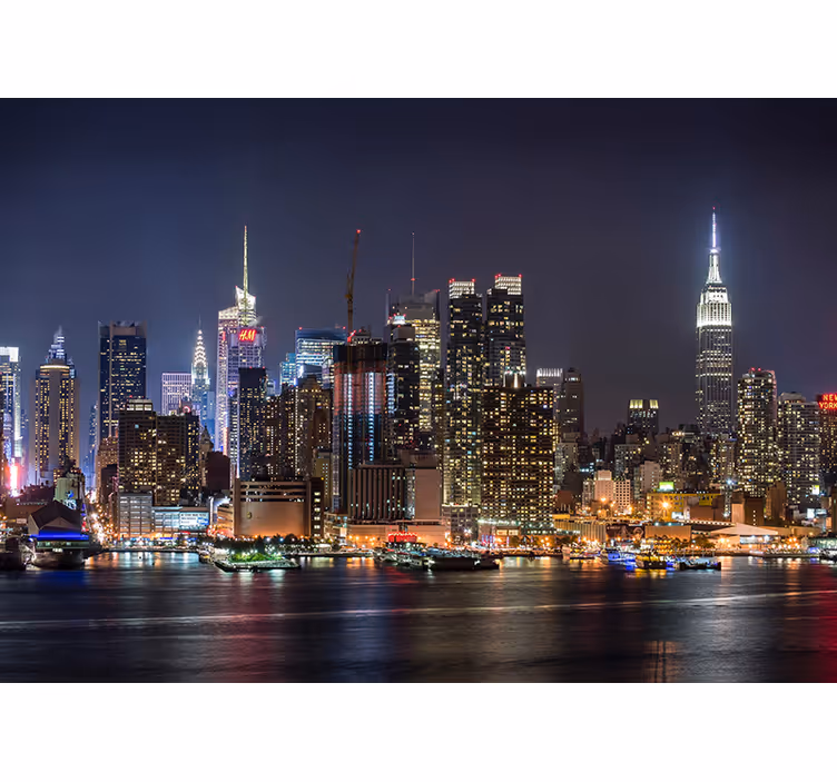 Fototapete New York stadt skyline nacht - TenStickers