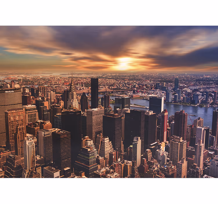 Fototapete New York städtisches sonnenuntergangspanorama - TenStickers