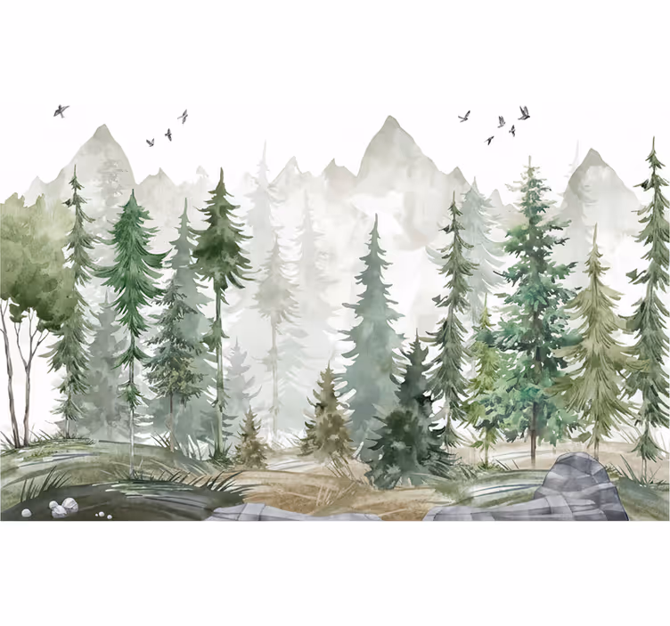 Fototapete wald nordic pine minimalistisch - TenStickers