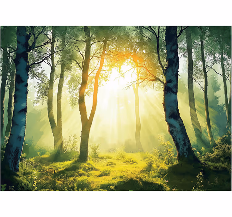 Fototapete wald sonnenverwöhnte birkenwand - TenStickers