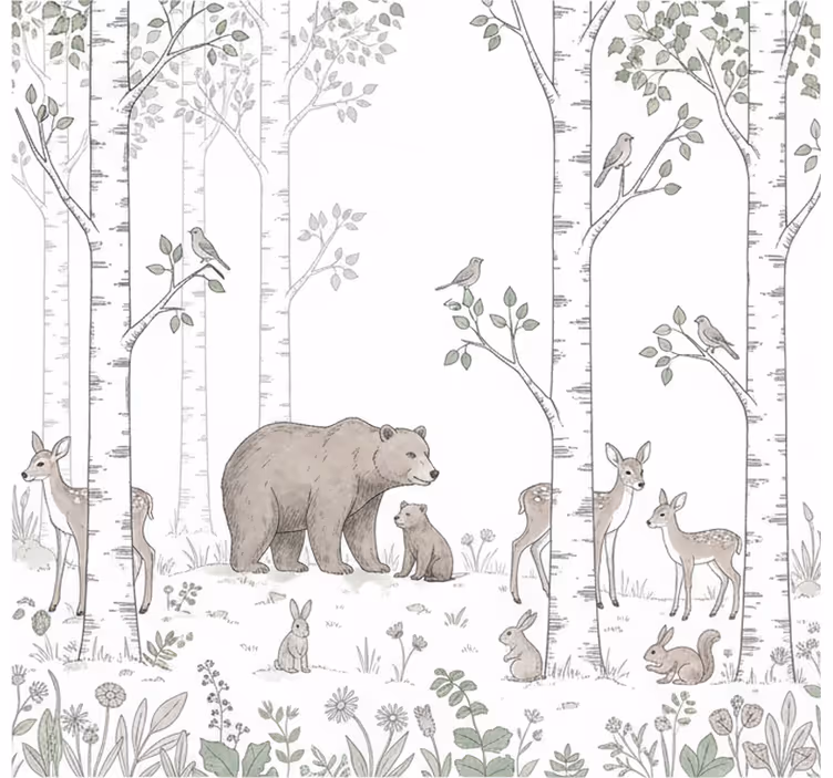 Fototapete wald verspielt skizze vom wald - TenStickers