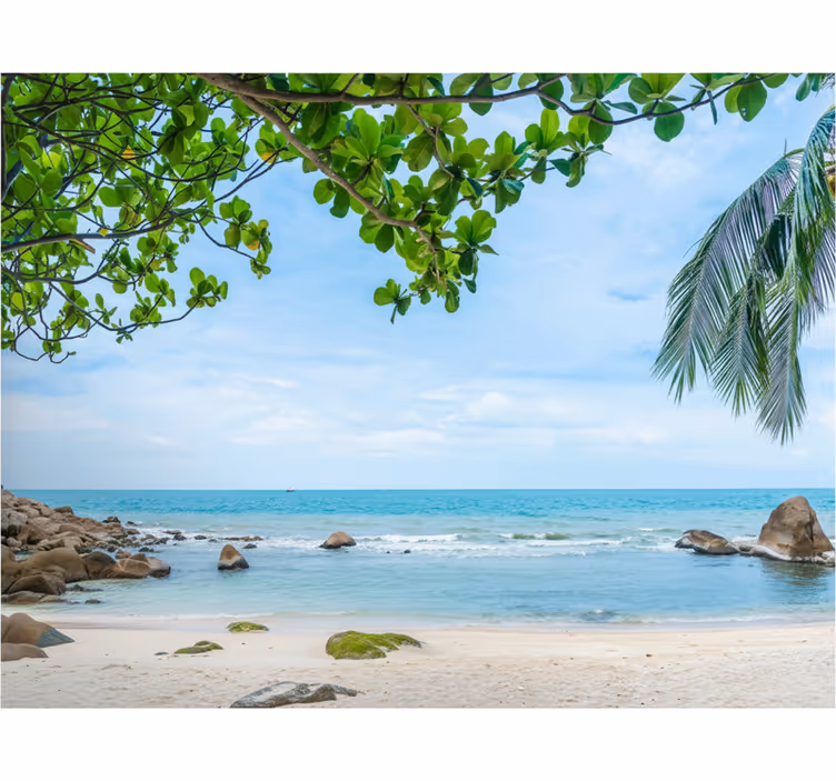 Fototapete badezimmer mit tropischem strandblick - TenStickers