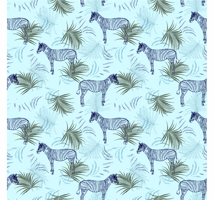 Fototapete afrikanisch zebra blau palmenmuster - TenStickers