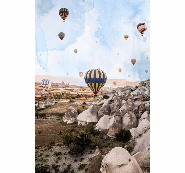 Fototapete wüste mit heißluftballons in kappadokien - TenStickers
