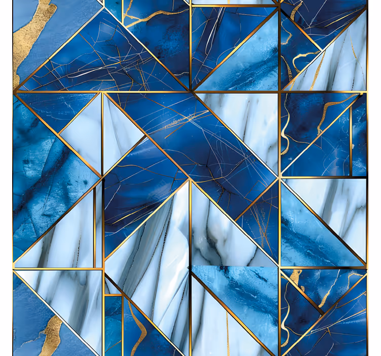 Fototapete küche geometrischer blauer marmor gold effekt - TenStickers