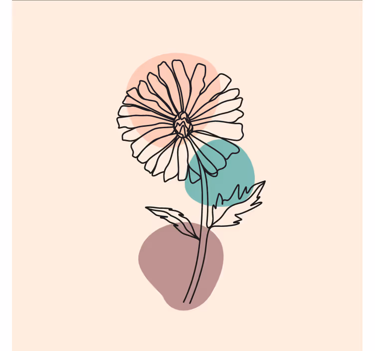 Fototapete beige mit gänseblümchen naturlinienkunst - TenStickers