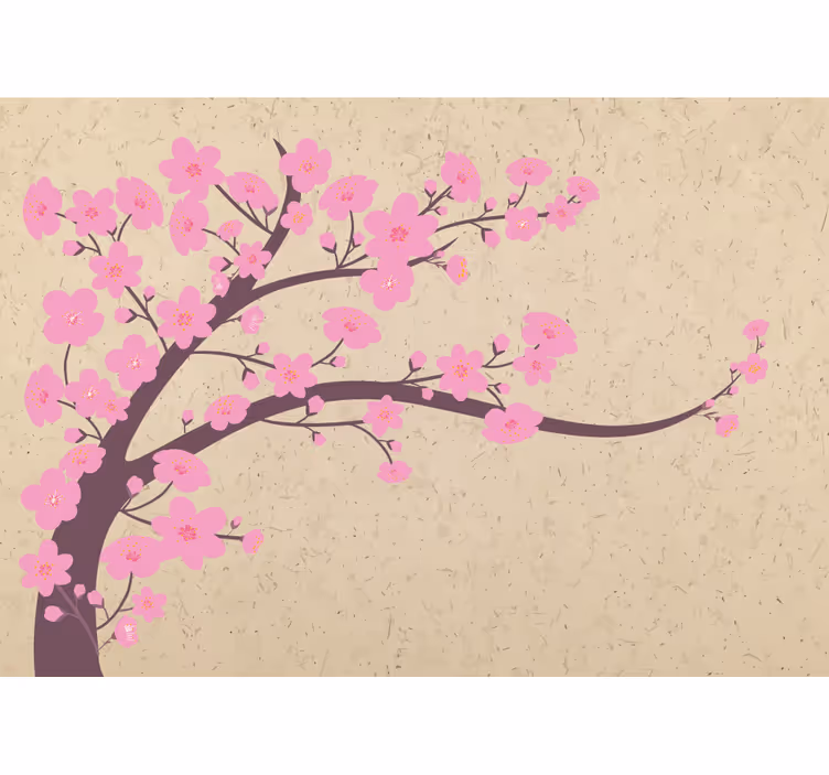 Fototapete beige mit rosa blumen auf beigem hintergrund - TenStickers