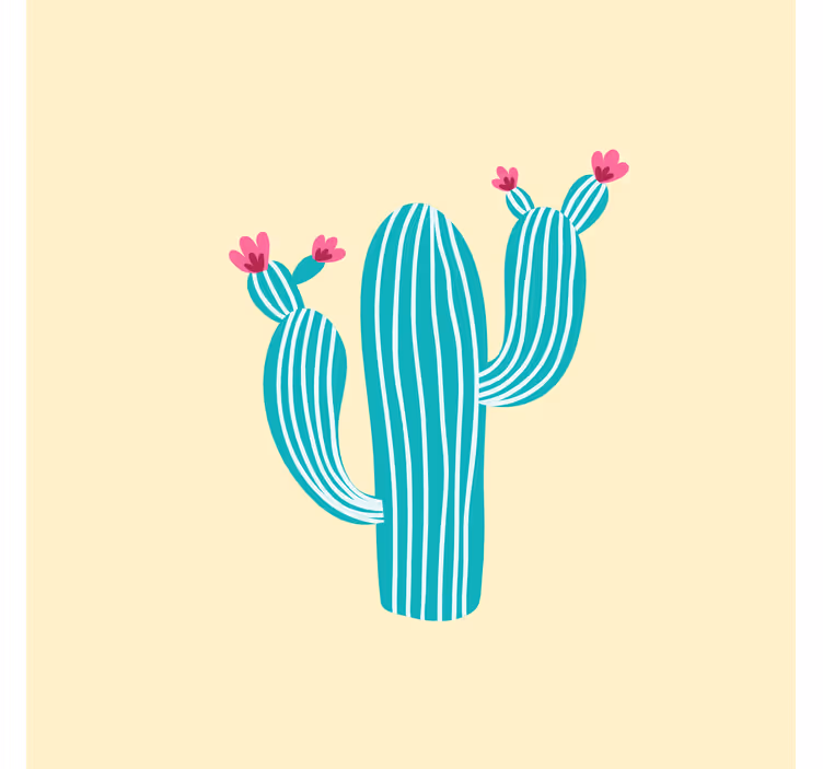 Fototapete gelb mit pastellfarben von kakteen und blumen - TenStickers