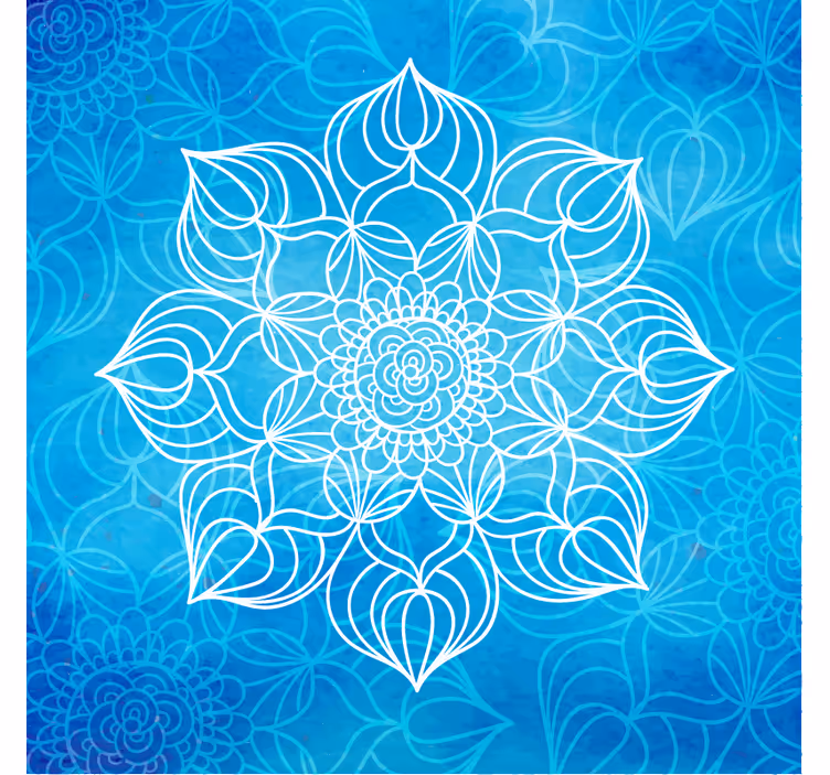 Fototapete blau mit mandala aus blauer farbspritzer - TenStickers