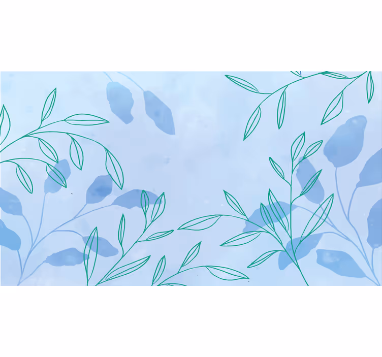 Fototapete blau mit eleganten aquarellblättern - TenStickers