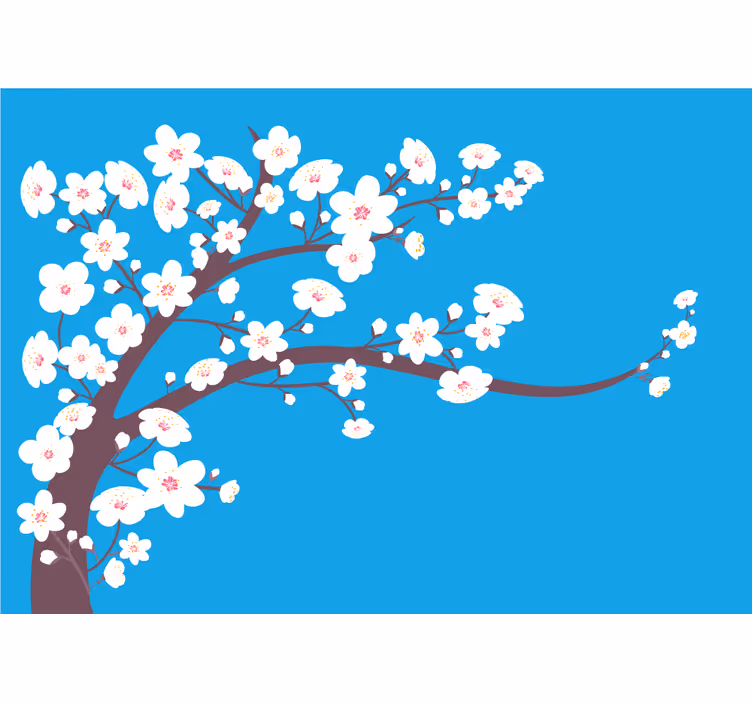 Fototapete blau weiße blumen auf blauem hintergrund - TenStickers