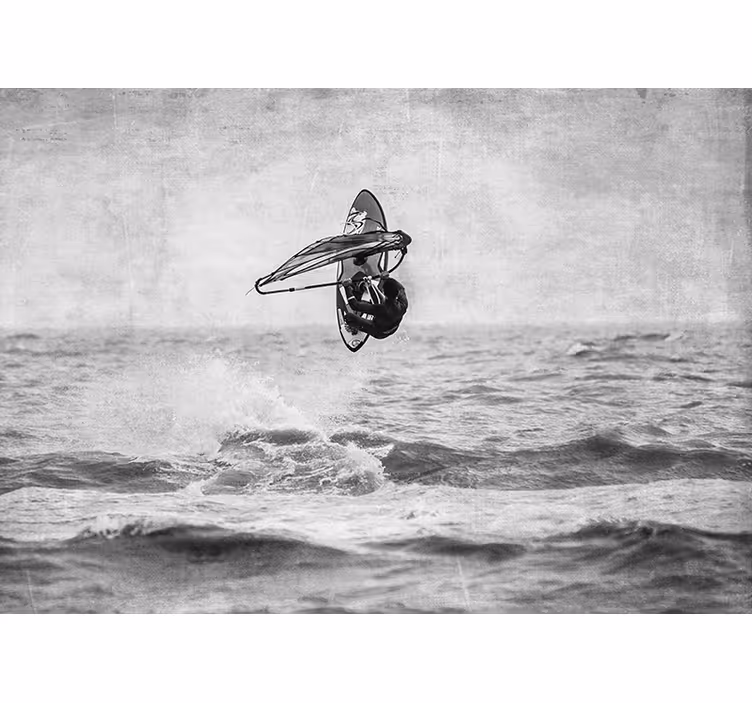 Fototapete grau windsurfen schwarz weiß - TenStickers