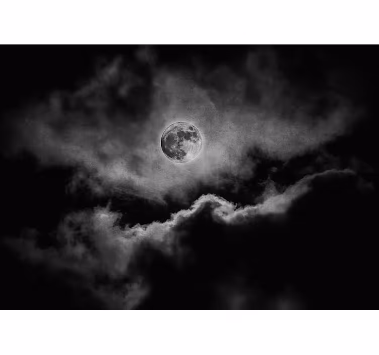 Fototapete schwarz mond und wolken - TenStickers