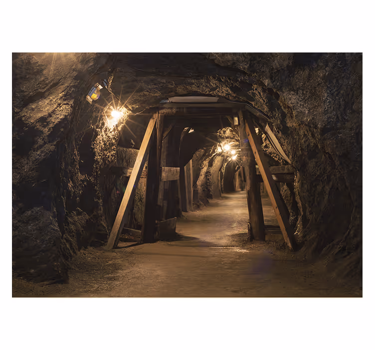 Fototapete braun altes holzbild goldmine - TenStickers
