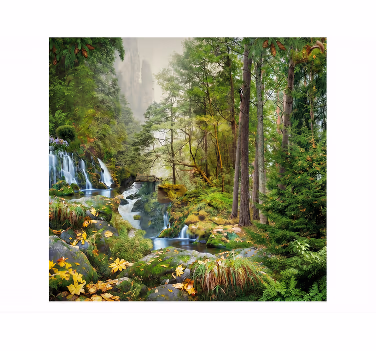 Fototapete natur wasserfall im waldsee - TenStickers