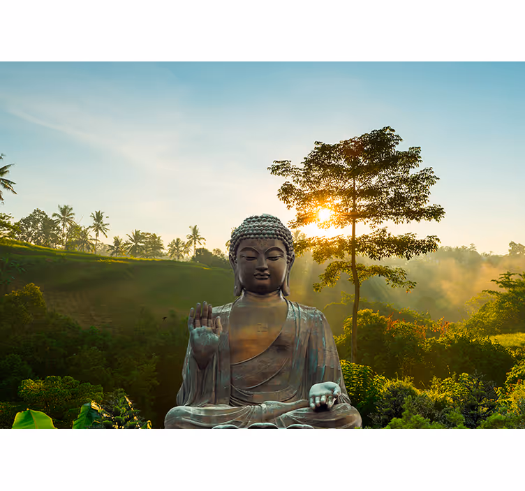Fototapete Wohnzimmer heiterer buddha-sonnenuntergang - TenStickers