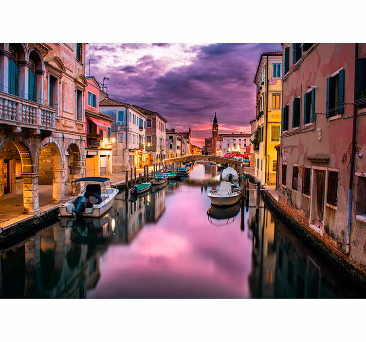Fototapete Städte venezianischer kanal abenddämmerung - TenStickers