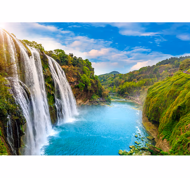 Fluss wasserfall Fototapete - TenStickers