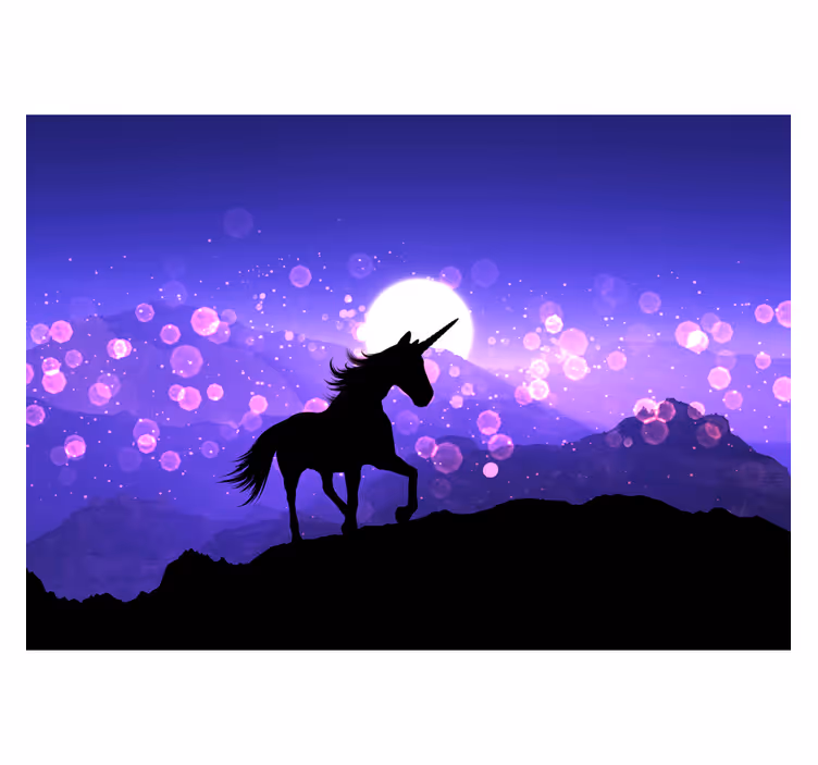 Silhouette Einhorn Kinder Wandtapete - TenStickers