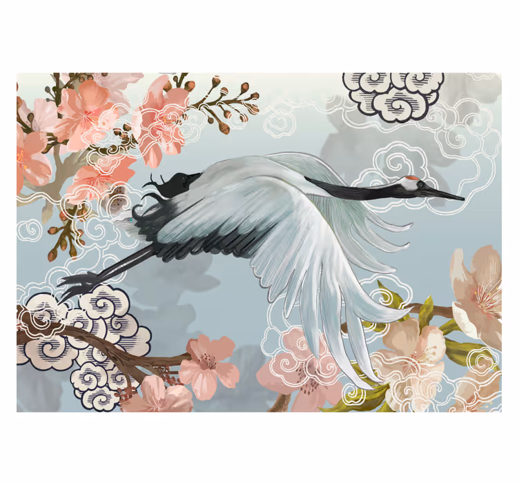 Fototapete Tiere eleganter kranichflug - TenStickers