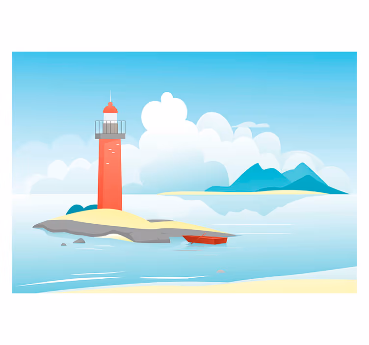 Fototapete landschaft leuchtturm unter wolken - TenStickers