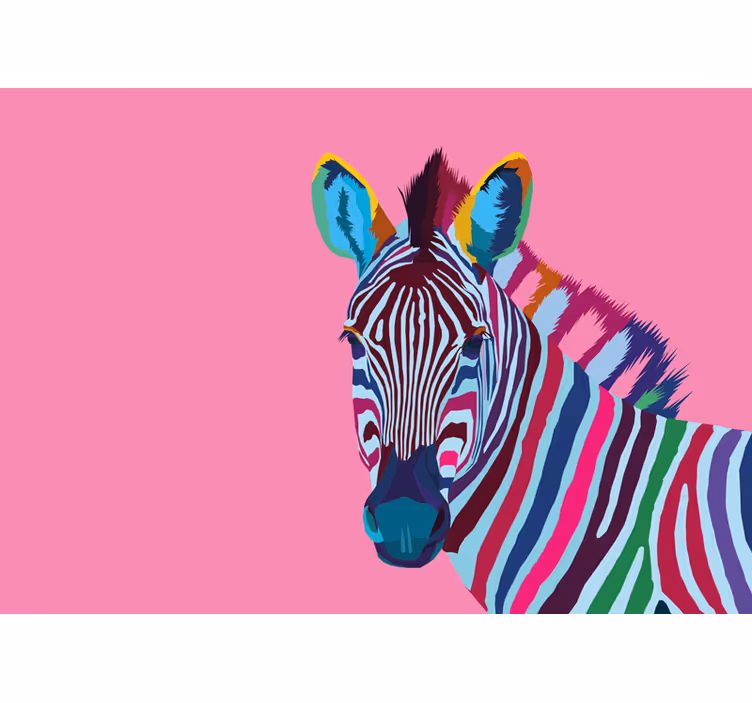 Fototapete tiere buntes zebra porträt - TenStickers