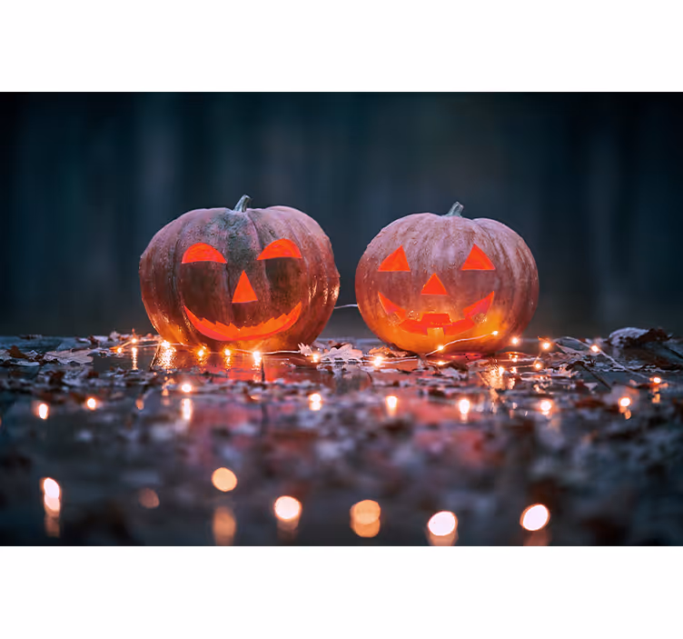 Fototapete Halloween gravierte kürbisstrahlung - TenStickers