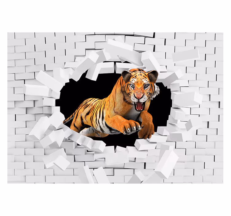 Fototapete Tiere springender tiger - TenStickers