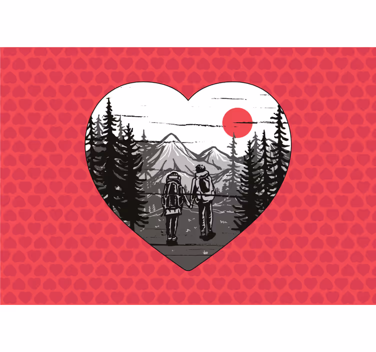 Fototapete liebe berg herz abenteuer - TenStickers