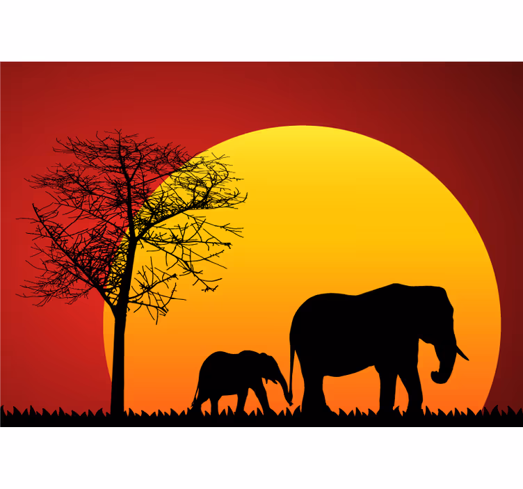 Fototapete Tiere elefanten in der dämmerung - TenStickers