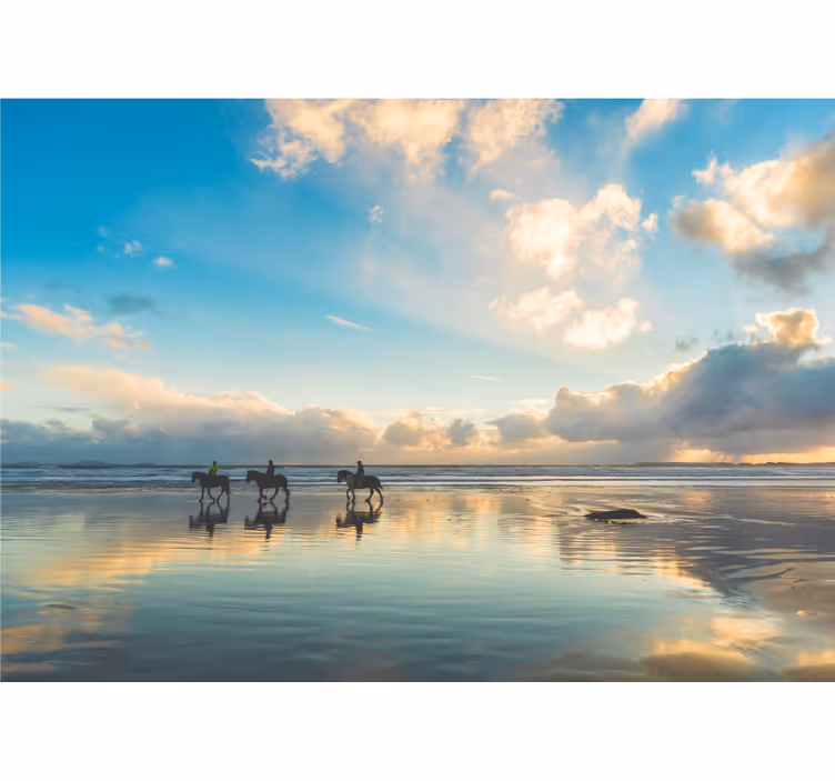 Fototapete Natur Mit pferden auf dem Wasser spazieren gehen - TenStickers