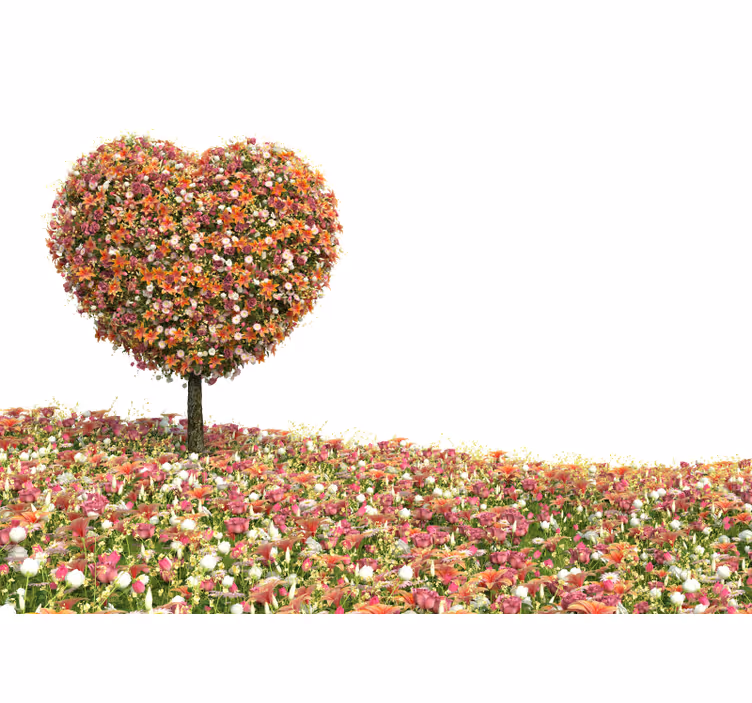 Fototapete Blumen herzförmiger blumenbaum - TenStickers