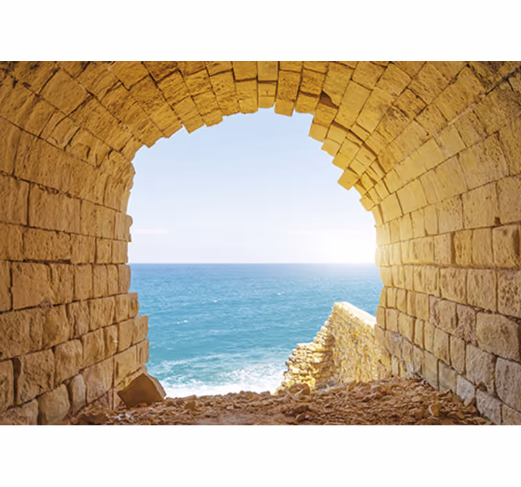 Fototapete landschaft meeresblick durch den bogen - TenStickers