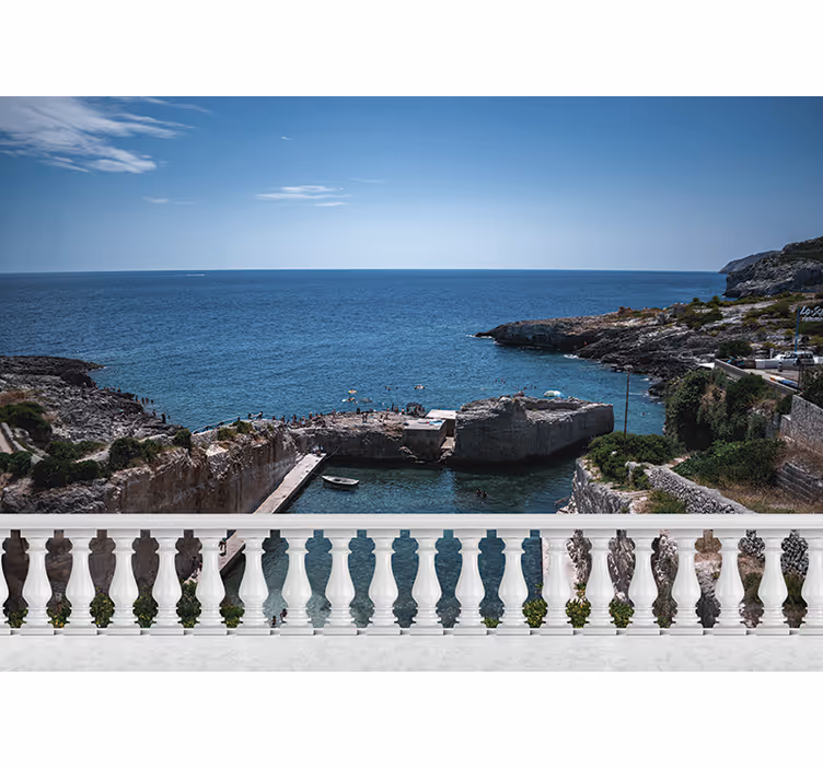 Fototapete Wohnzimmer Balkon mit meer - TenStickers