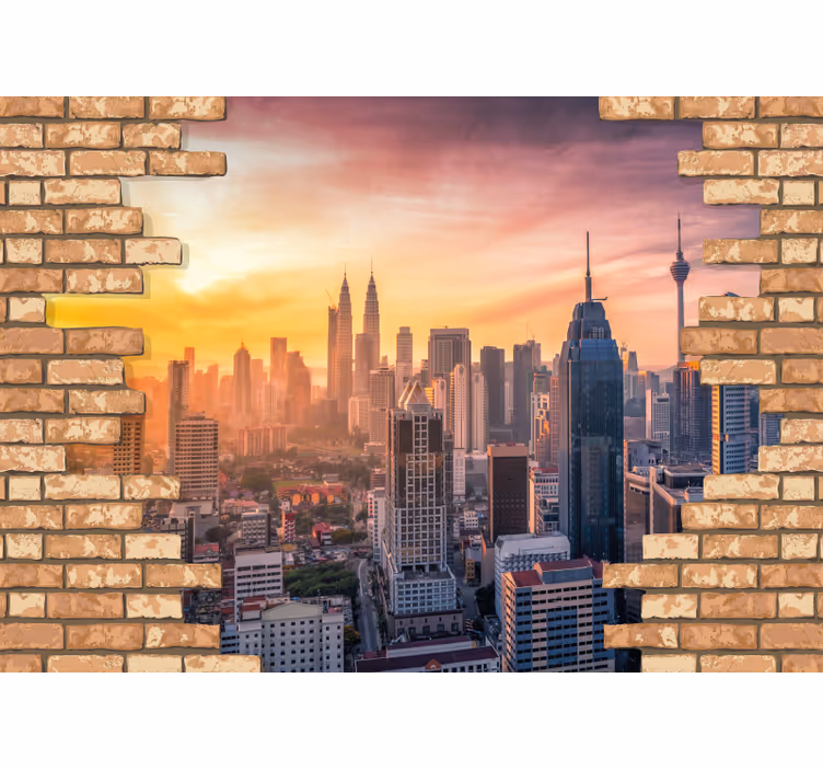 Aufkleber visuelle Effekte Stadtsonnenuntergang - TenStickers