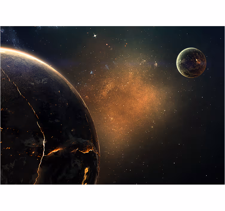 Fototapete Weltraum Galaxien und planeten in braun - TenStickers