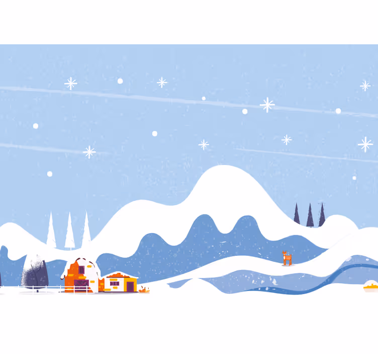 Fototapete Kinderzimmer gezeichneter schneebedeckter berg - TenStickers