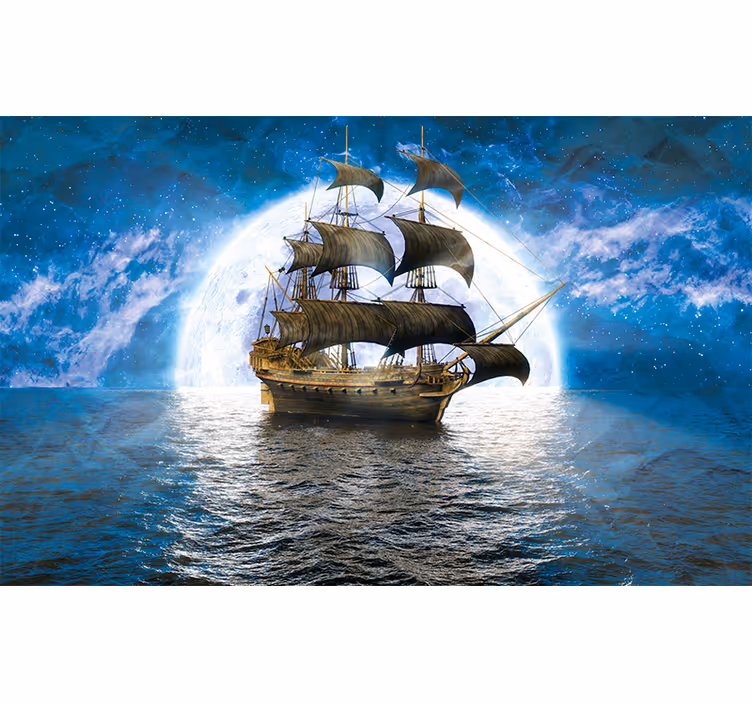 Fototapete Kinderzimmer Piratenschiff auf see - TenStickers