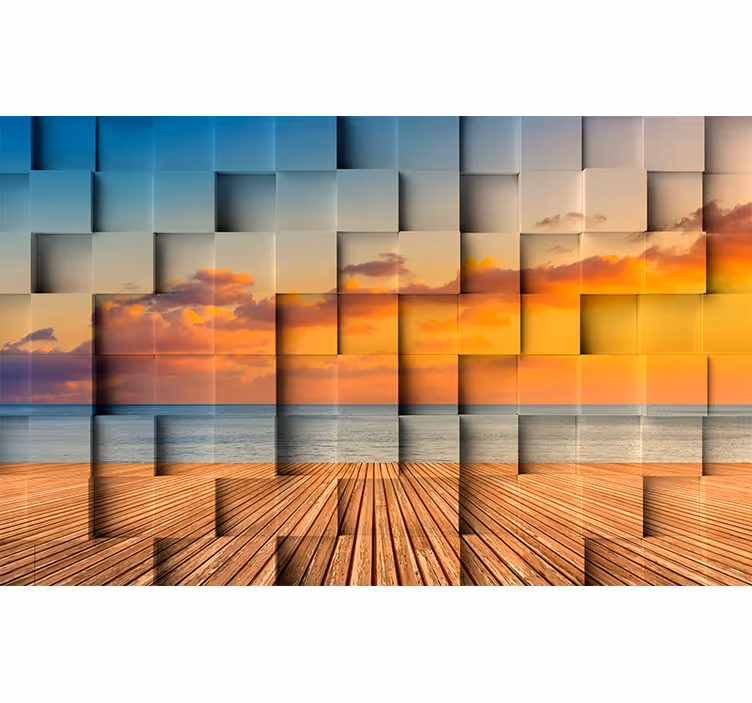Fototapete 3d sonnenuntergang am ozean - TenStickers