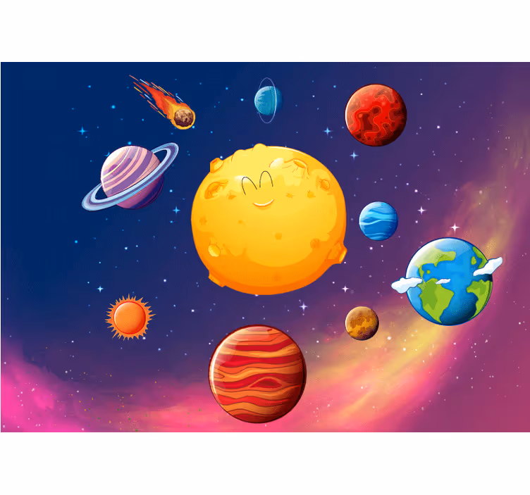 Fototapete fantasie glückliche planetenfiguren - TenStickers
