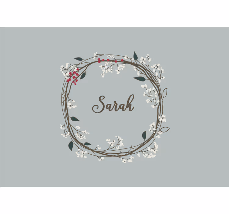 Fototapete personalisiert Blumenkranz mit Namen - TenStickers