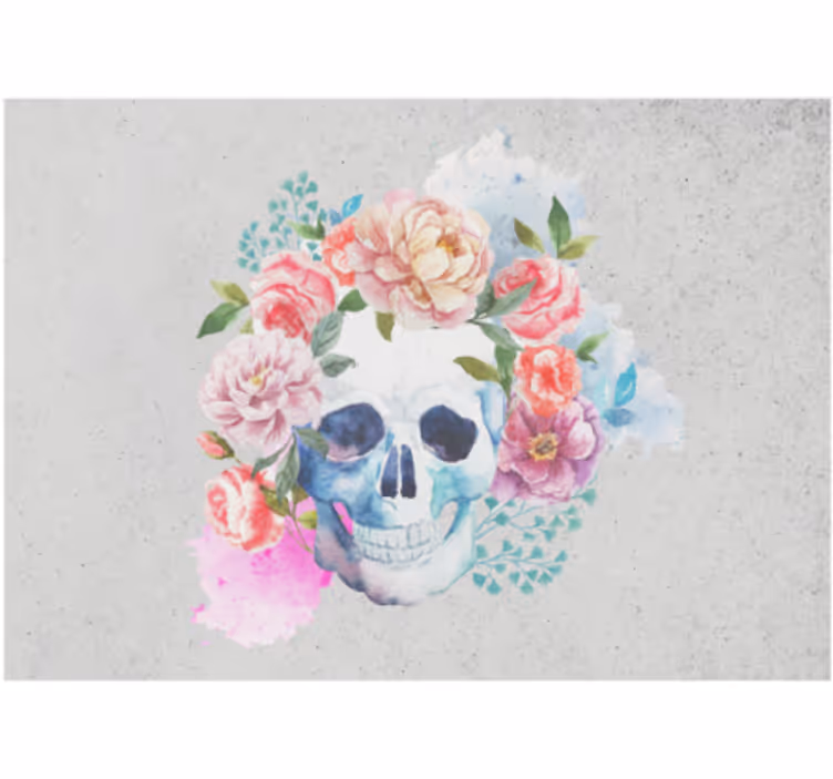 Fototapete Tiere florale totenkopfkunst - TenStickers