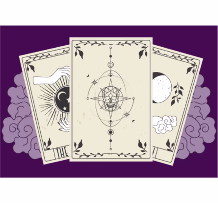 Fototapete Traum Tarotkarte mit as und schädeln - TenStickers