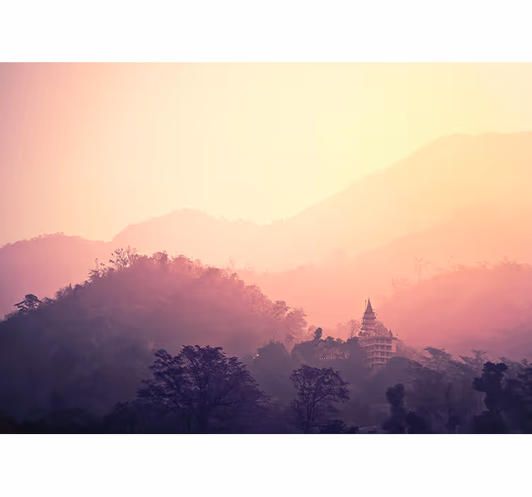 Fototapete Natur blick auf den bergtempel - TenStickers