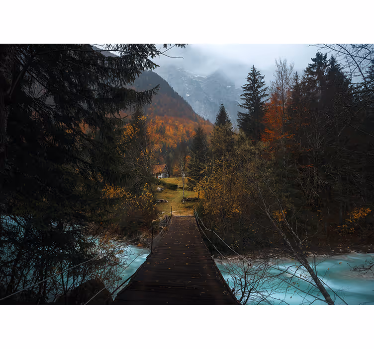 Fototapete Landschaft holzbrückenweg - TenStickers