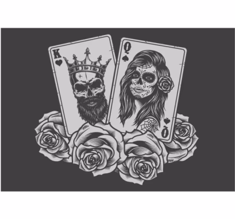 Fototapete Kunst totenkopf-spielkarten - TenStickers