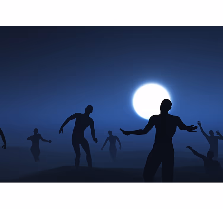 Fototapete fantasie mit silhouettierten figuren im mondlicht - TenStickers