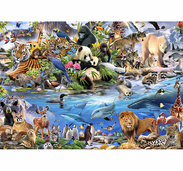 Fototapete Tiere Alle arten von tieren - TenStickers
