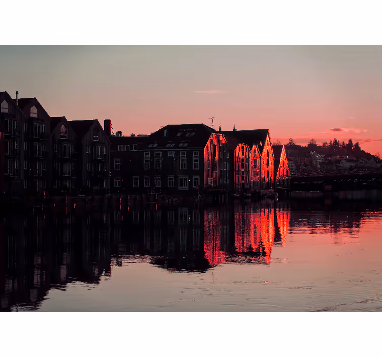 Fototapete Abends trondheim norwegen - TenStickers