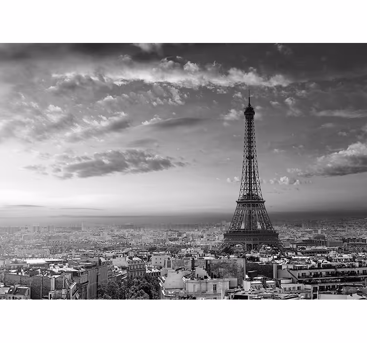 Fototapete Paris Eiffelturm schwarz und weiß - TenStickers